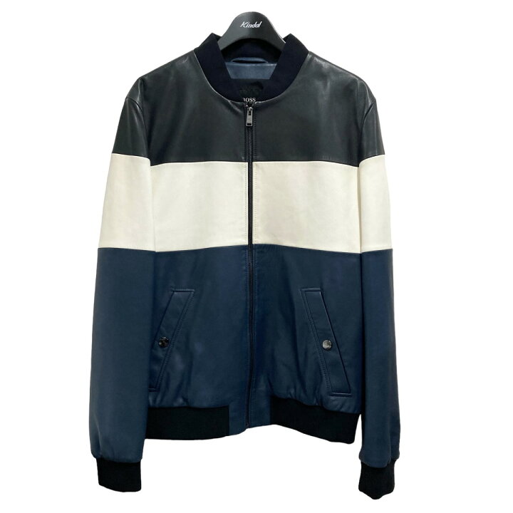 楽天市場】【中古】HUGO BOSS レザージャケット 50393048 ネイビー 
