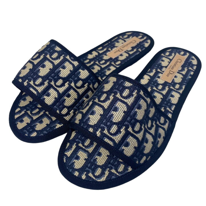 楽天市場】【中古】Christian Dior オブリークサンダル ネイビー 