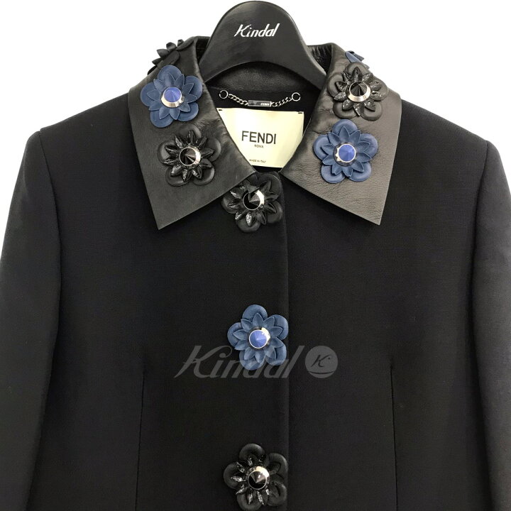 楽天市場】【中古】FENDI レザー切替フラワービジュージャケット 