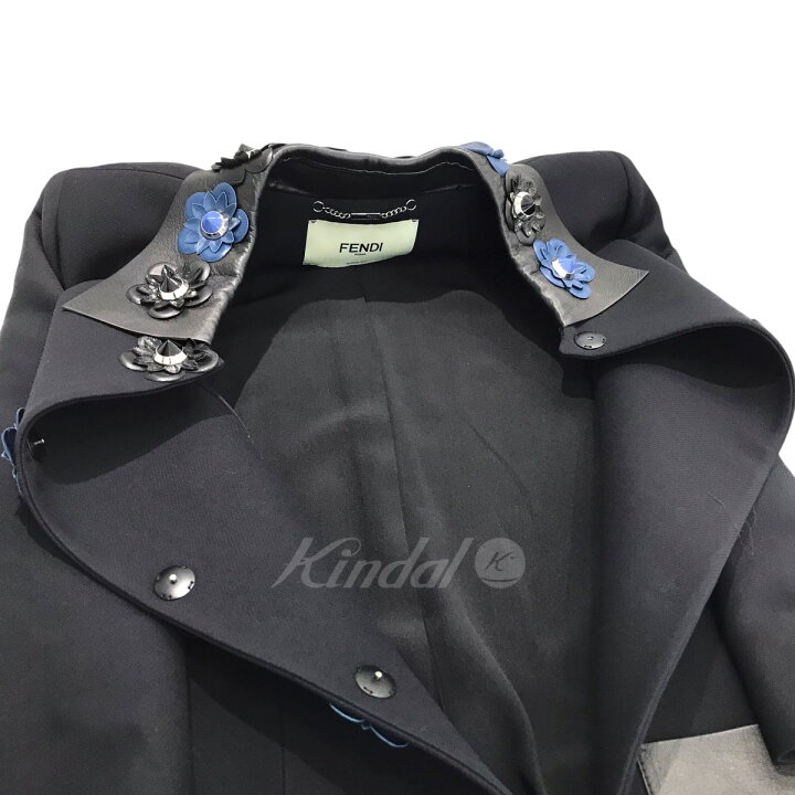 楽天市場】【中古】FENDI レザー切替フラワービジュージャケット 