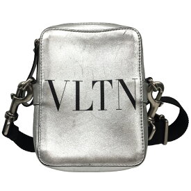 【中古】VALENTINO　VLTN ロゴ ショルダーバッグ シルバー 【100324】（ヴァレンチノ）
