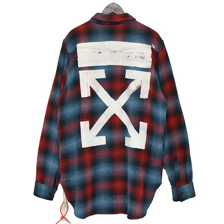 楽天市場】【中古】OFF WHITE バイアスプリントチェックシャツ レッド 