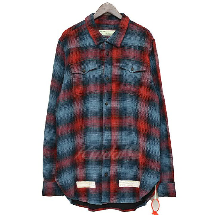 楽天市場】【中古】OFF WHITE バイアスプリントチェックシャツ レッド 