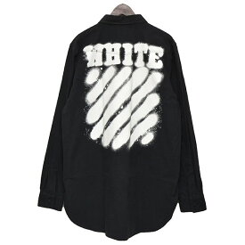 【中古】OFF WHITEバックプリントオーバーサイズシャツ ブラック サイズ：XL