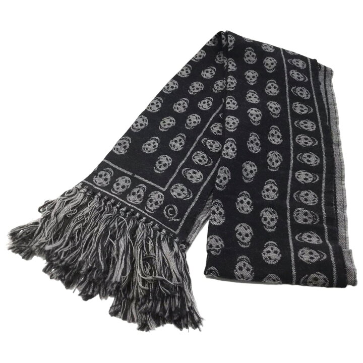 楽天市場】【中古】ALEXANDER McQUEEN スカル柄マフラー 637 01 220 09 