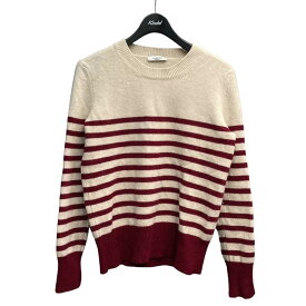 【中古】VALENTINO　カシミヤ混 クルーネックボーダーニット ベージュ サイズ：S 【130324】（ヴァレンチノ）