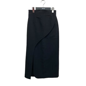 【中古】mame kurogouchi　23FW／Acetate Polyester Curved Line Slit Skirt スカート ブラック サイズ：2 【140324】（マメクロゴウチ）