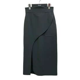 【中古】mame kurogouchi　23FW／Acetate Polyester Curved Line Slit Skirt スカート グリーン サイズ：2 【140324】（マメクロゴウチ）