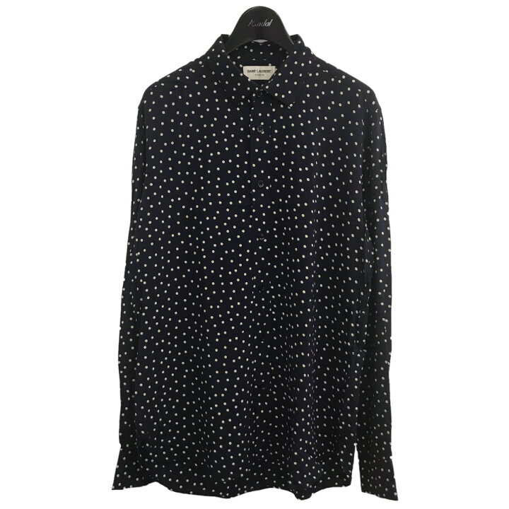 楽天市場】【中古】SAINT LAURENT PARISドット総柄シャツ ネイビー 