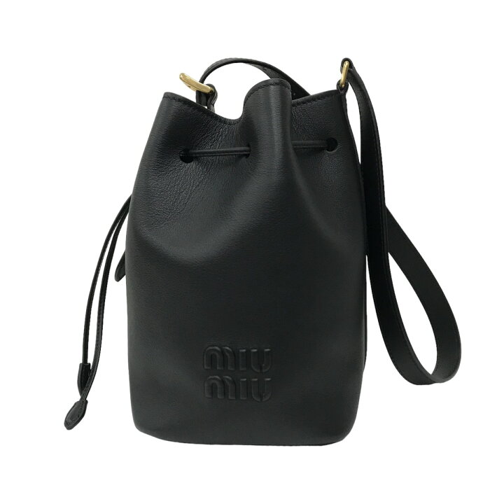 楽天市場】【中古】miu miu レザーバケットバッグ 5BE090 エンボスロゴ 