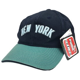 【中古】PUMA　NEW YORK ロゴ 2tone ウォッシュ加工 キャップ 帽子 ネイビー×グリーン 【150324】（プーマ）
