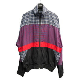 【中古】BALENCIAGA　2018AW チェック柄切替デザインブルゾン ネイビー×レッド サイズ：44 【150324】（バレンシアガ）