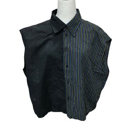 【中古】MM6 Maison Margiela　21SS ドッキングノースリーブシャツ ブラック×ブルー サイズ：38 【160324】（エムエムシックスメゾンマルジェラ）