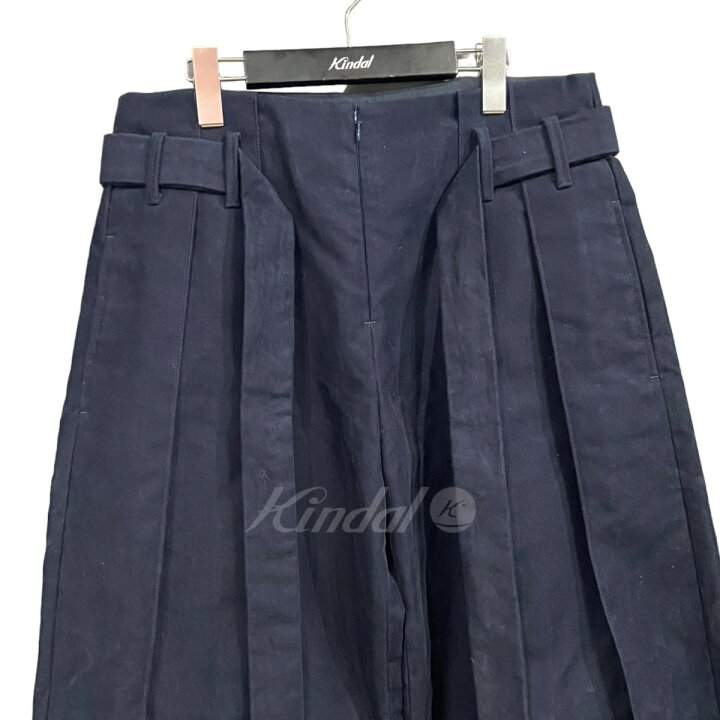 楽天市場】【中古】SYUMAN．ベルテッドタックワイドパンツ ネイビー 