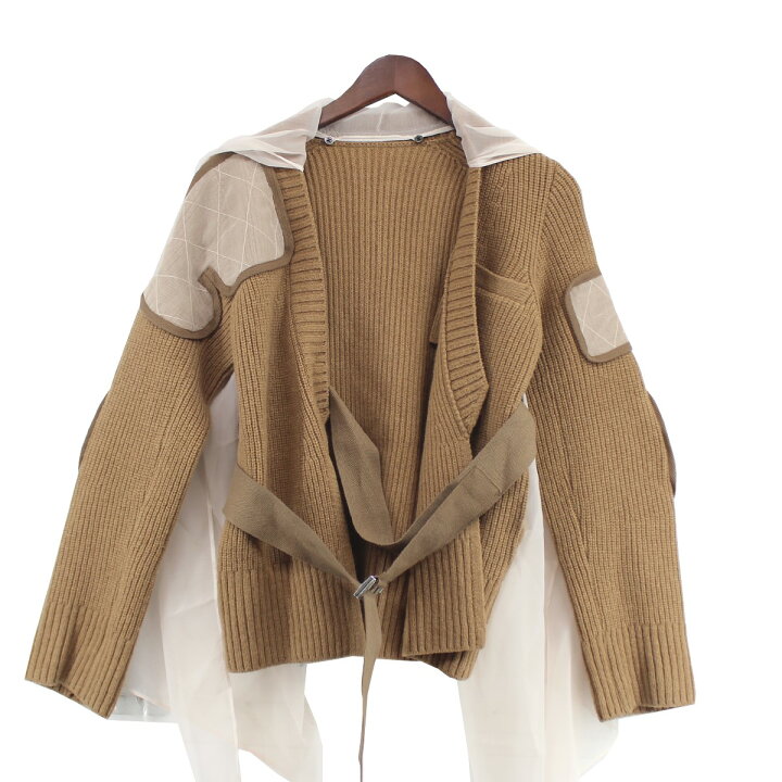 新品✨sacai サカイ チュールカーディガン アルパカ 異素材 レイヤード 