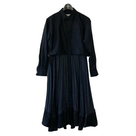 【中古】sacai　2023 Layered Pinstripe Midi Dress ブラック サイズ：1 【170324】（サカイ）