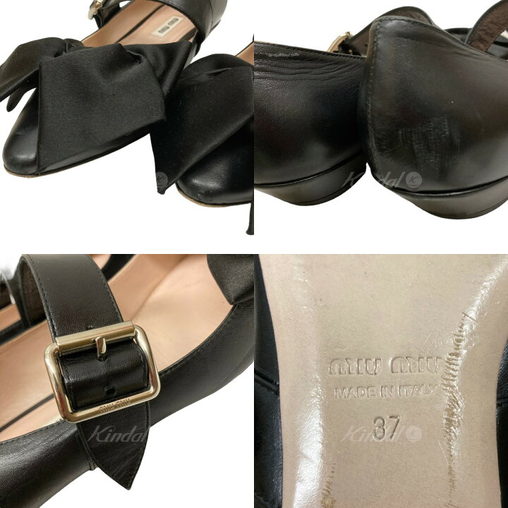 楽天市場】【中古】miu miu リボンストラップパンプス ブラック サイズ 