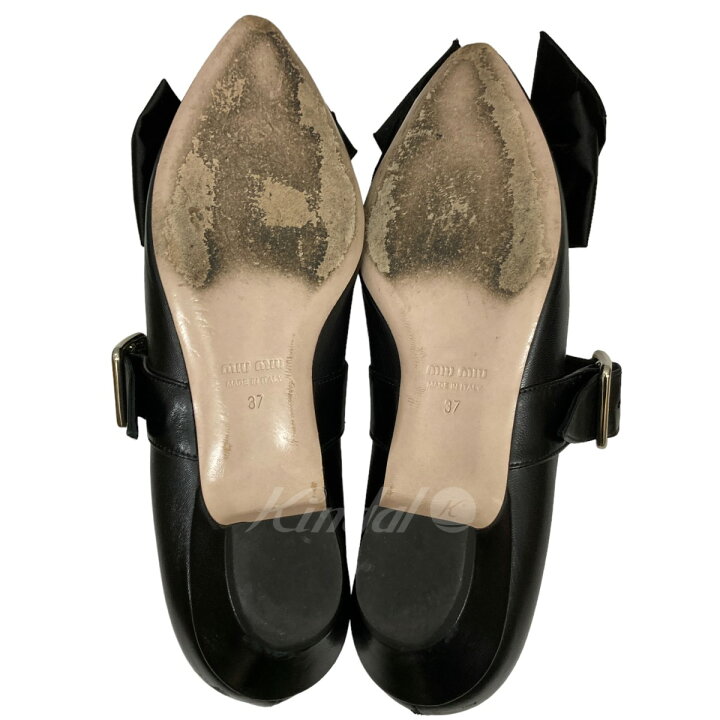楽天市場】【中古】miu miu リボンストラップパンプス ブラック サイズ 
