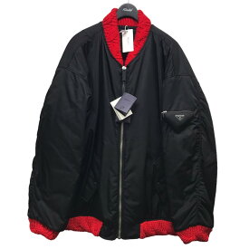 【中古】PRADA　Re-Nylonニットボンバージャケット ブラック サイズ：L 【170324】（プラダ）