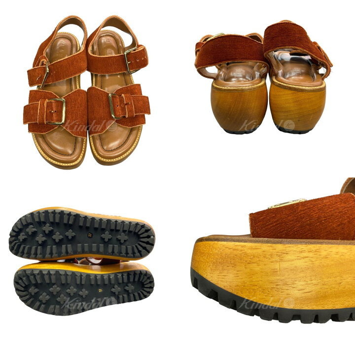 楽天市場】【中古】MARNI ウッドソールサンダル ブラウン サイズ：37 
