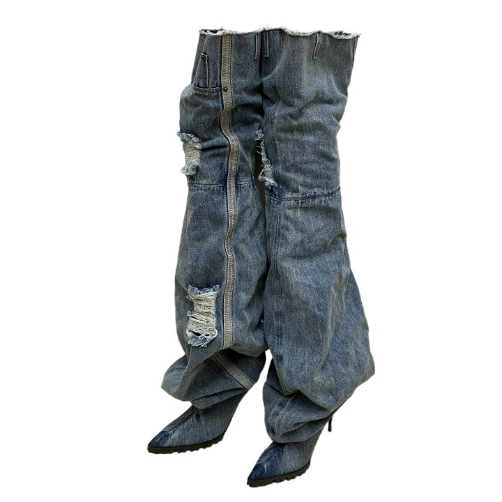 楽天市場】【中古】YELLO デニムニーハイブーツ インディゴ サイズ：M  