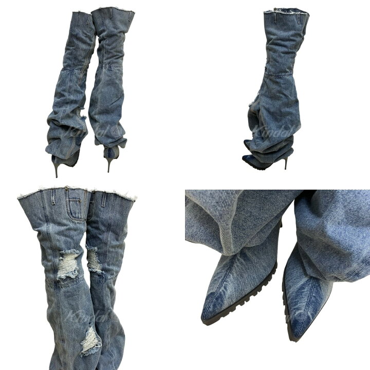 楽天市場】【中古】YELLO デニムニーハイブーツ インディゴ サイズ：M  