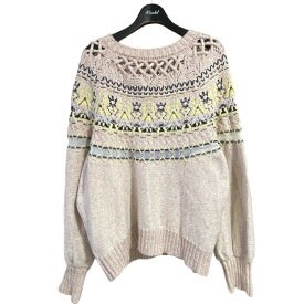 【中古】mame kurogouchi｢Cotton Nordic Knit Pullover｣コットンノルディックニット ベージュ×オレンジ サイズ：1【価格見直し】