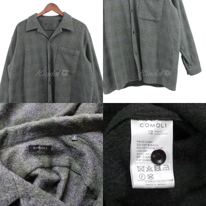 楽天市場】【中古】COMOLI20AW ウールチェック オープンカラーシャツ 
