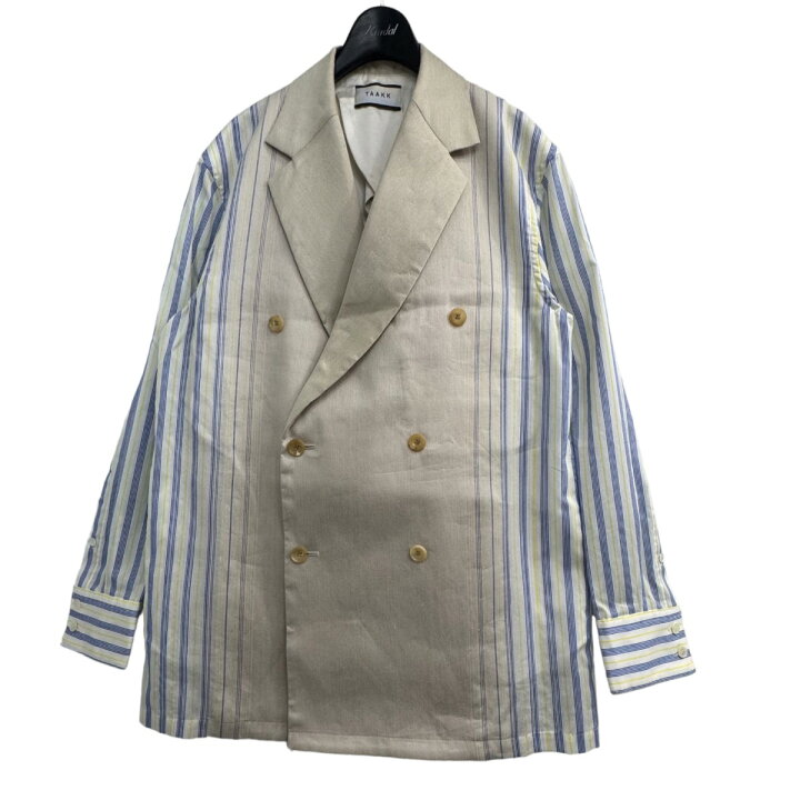 楽天市場】【中古】TAAKK 23SS リネン混ストライプ切替シャツ 