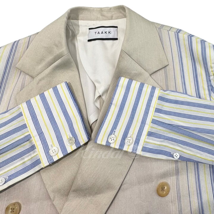 楽天市場】【中古】TAAKK 23SS リネン混ストライプ切替シャツ 