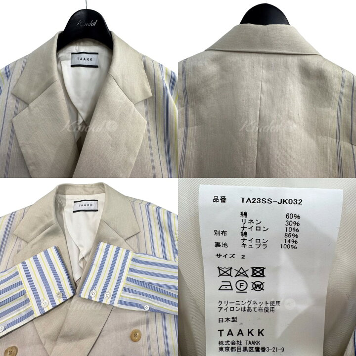 楽天市場】【中古】TAAKK 23SS リネン混ストライプ切替シャツ 