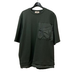 【中古】HERMES　ナイロン切替半袖Tシャツ オリーブ サイズ：M 【200324】（エルメス）