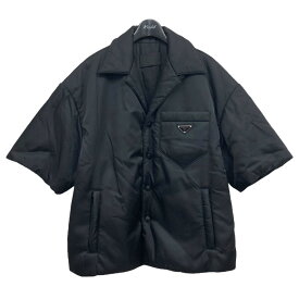 【中古】PRADA　トライアングルロゴ中綿シャツ ブラック サイズ：M 【200324】（プラダ）