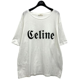 【中古】CELINE　ゴシックロゴTシャツ ホワイト サイズ：S 【210324】（セリーヌ）