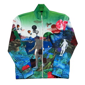 【中古】PRADA2019SS TRACK JACKRT 総柄 グリーン サイズ：XXL【価格見直し】