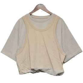 【中古】JANE SMITH2024SS　LAYERED T-SHIRT　レイヤードTシャツ ベージュ サイズ：L【価格見直し】