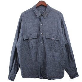 【中古】Porter ClassicROLL UP BAMBOO LINEN SHIRT ロールアップシャツ バンブー リネン シャツ ネイビー サイズ：L【価格見直し】