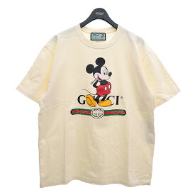 【中古】GUCCI×Disney　ミッキープリント半袖Tシャツ 565806 XJB66 アイボリー サイズ：XL 【220324】（グッチ×ディズニー）