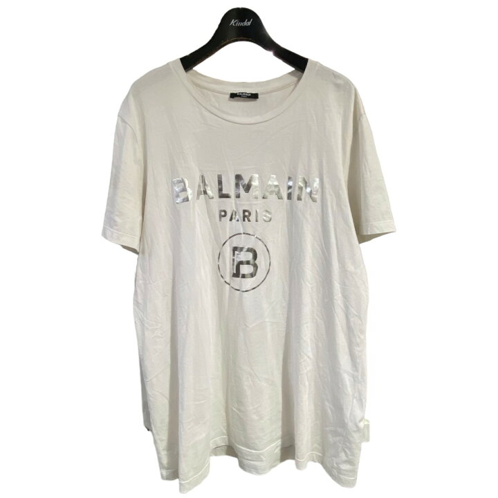 楽天市場】【中古】BALMAIN ロゴプリントTシャツ ホワイト×シルバー  