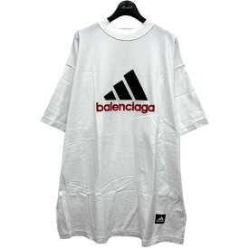 【中古】BALENCIAGA × adidas　2023SS ロゴオーバーサイズTシャツ ホワイト サイズ：2 【230324】（バレンシアガ アディダス）