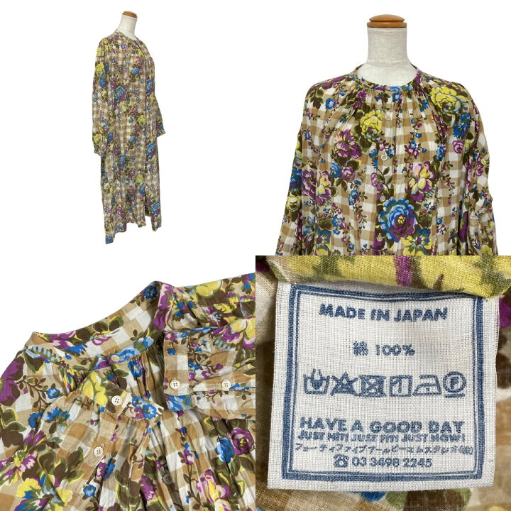 楽天市場】【中古】45rインドカディフラワーギンガムプリントのく  