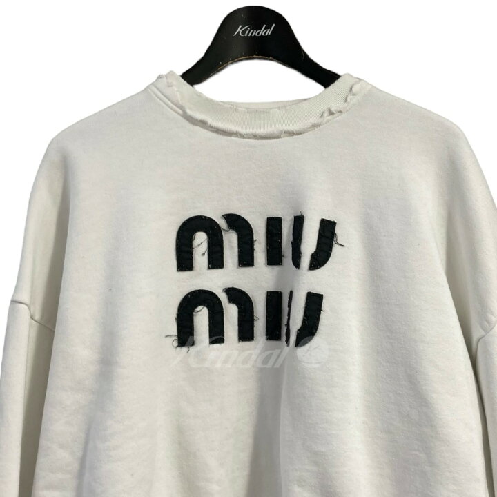 ミュウミュウ miumiu スウェット トレーナー 長袖 ロゴ クロップド M  
