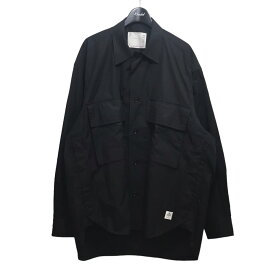 【中古】sacai×Thomas Mason　23SS｢Cotton Poplin L／S Shirt｣コットンポプリンシャツ 23-03038M ブラック サイズ：1 【270324】（サカイ×トーマスメイソン）