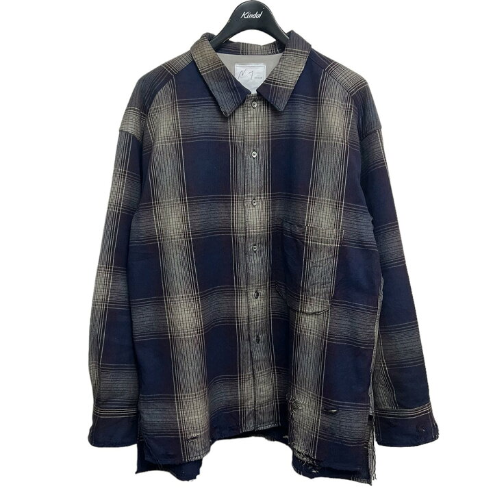 楽天市場】【中古】ANCELLM 2023AW DAMAGED FLANNEL CHECK SHIRT GRAY 