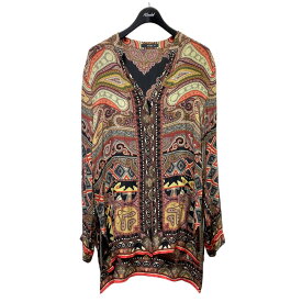 【中古】ETRO　総柄ロングシャツ　17576 5082 レッド×ブラウン サイズ：48 【270324】（エトロ）