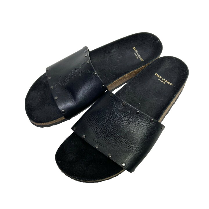 楽天市場】【中古】SAINT LAURENT PARISレザーロゴサンダル 555492  
