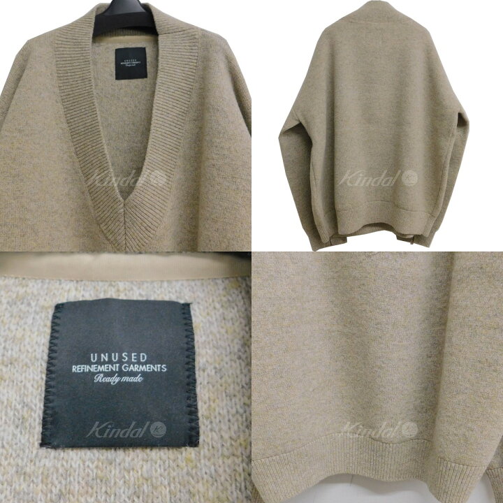 楽天市場】【中古】UNUSED V-neck knit Vネックジップニット ベージュ  