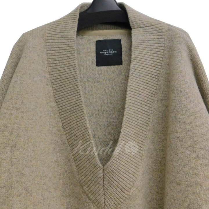 楽天市場】【中古】UNUSED V-neck knit Vネックジップニット ベージュ  