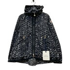 【中古】MONCLER　「ROMBOU GIUBBOTTO」総柄ナイロンパーカー ブラック×ホワイト サイズ：00 【280324】（モンクレール）