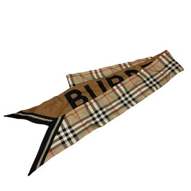 【中古】BURBERRY　ノバチェックシルクスキニースカーフ ブラウン サイズ：ONE SIZE 【290324】（バーバリー）